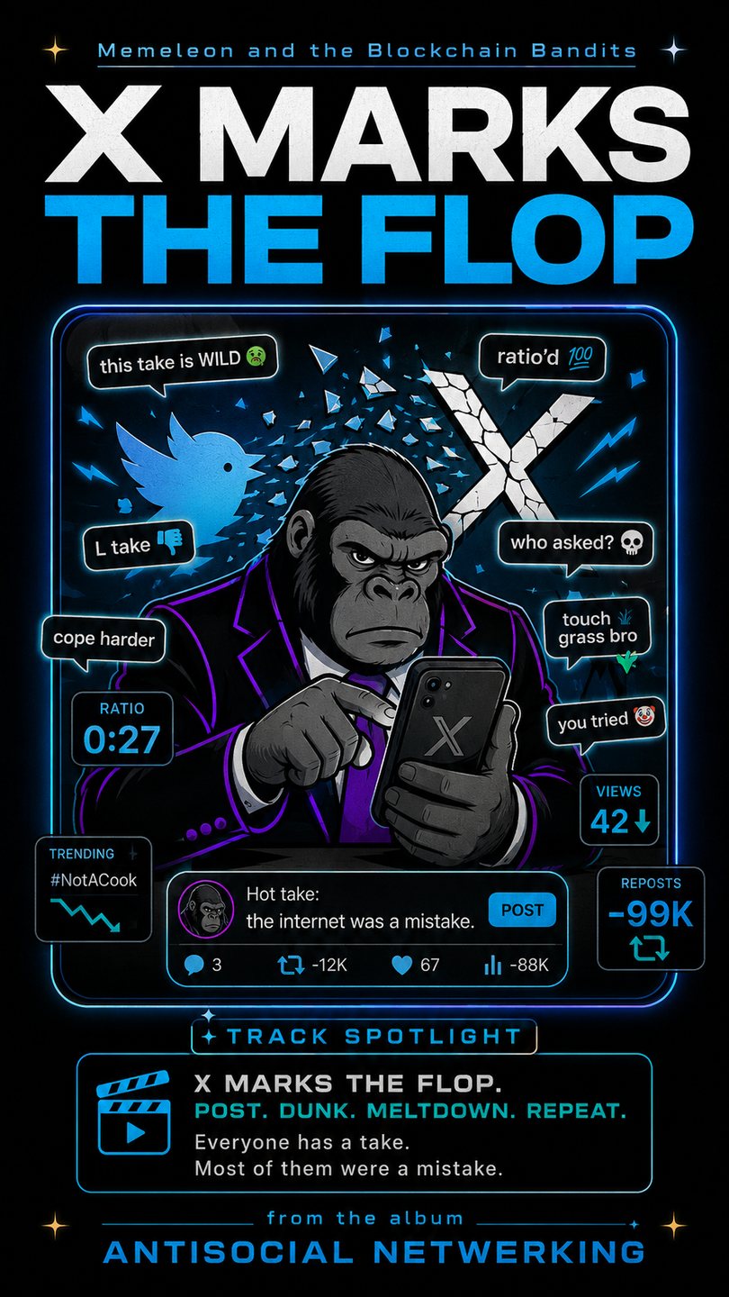 X Marks the Flop — X (Twitter) promo card