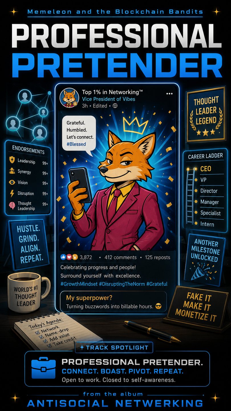 Professional Pretender — LinkedIn promo card